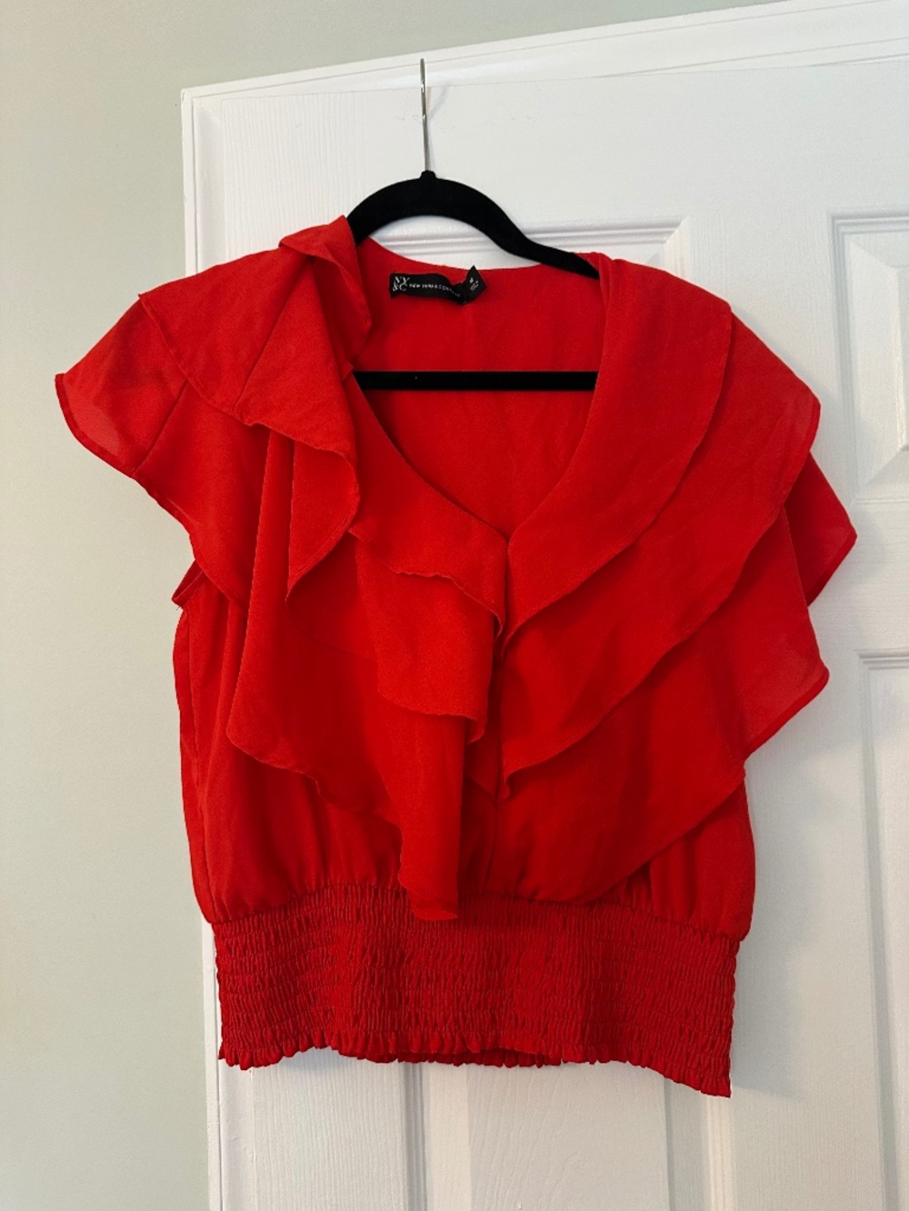 NY&CO Red Ruffle Women's Blouse